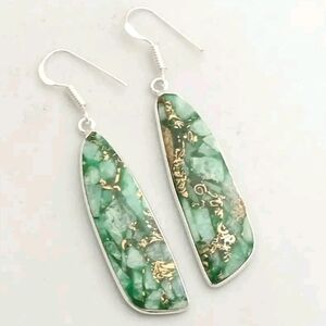Copper Amazonite Gemstone 925 Sterling Silver Handmade Drop Dangle Earrings